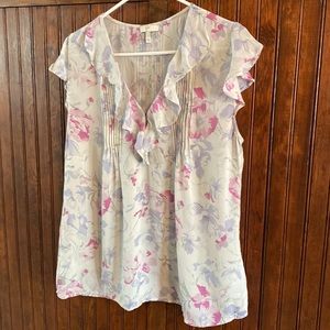 Joie floral silk shirt. Size large.